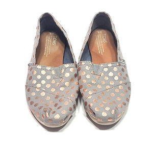 Toms grey gold dot slip on shoes women's shoes size 8